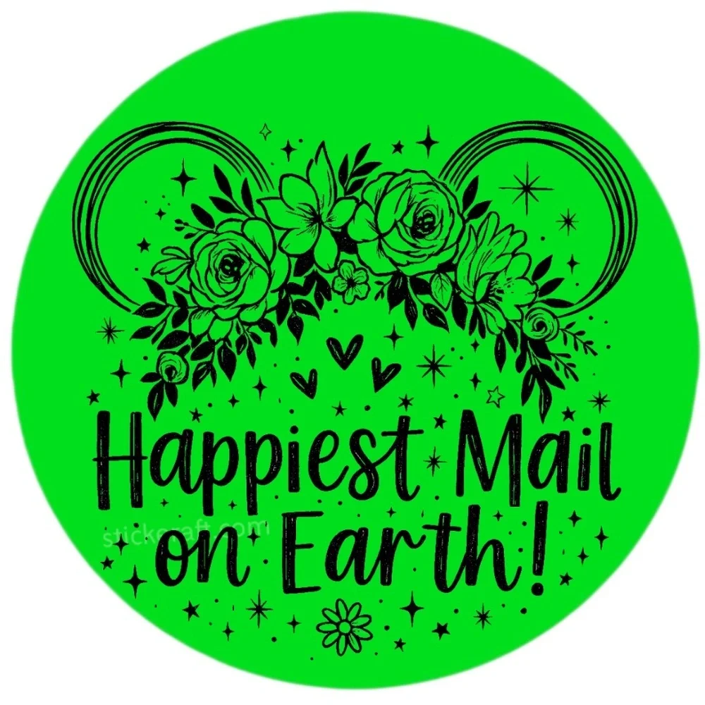 Happiest Mail on Earth Sticker 2” | Cute DISNEY Label | Small Biz Packaging